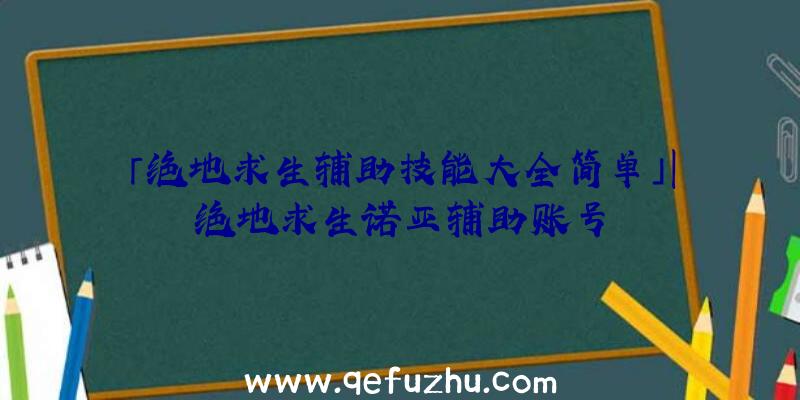 「绝地求生辅助技能大全简单」|绝地求生诺亚辅助账号